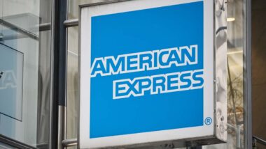 Close up of American Express signage, representing the American Express class action.
