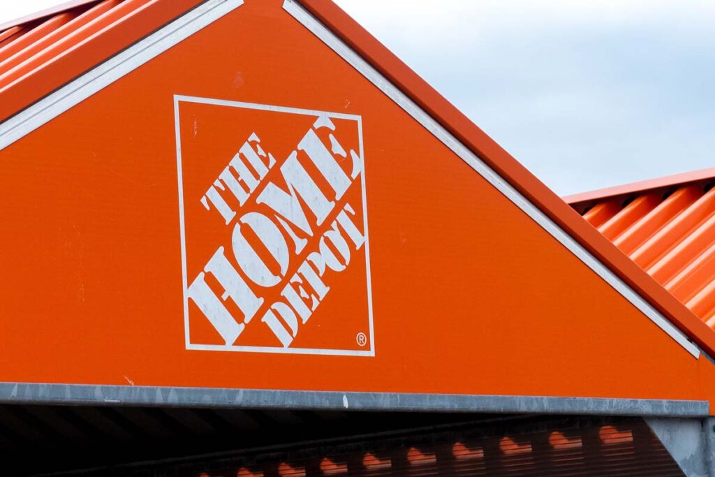 Close up of The Home Depot signage, representing the Home Depot class action.