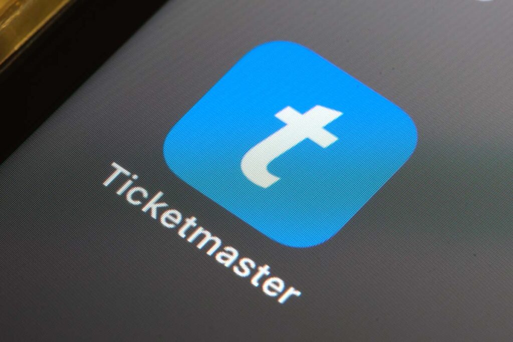 Close up of Ticketmaster app icon, representing the Live Nation and Ticketmaster antitrust.