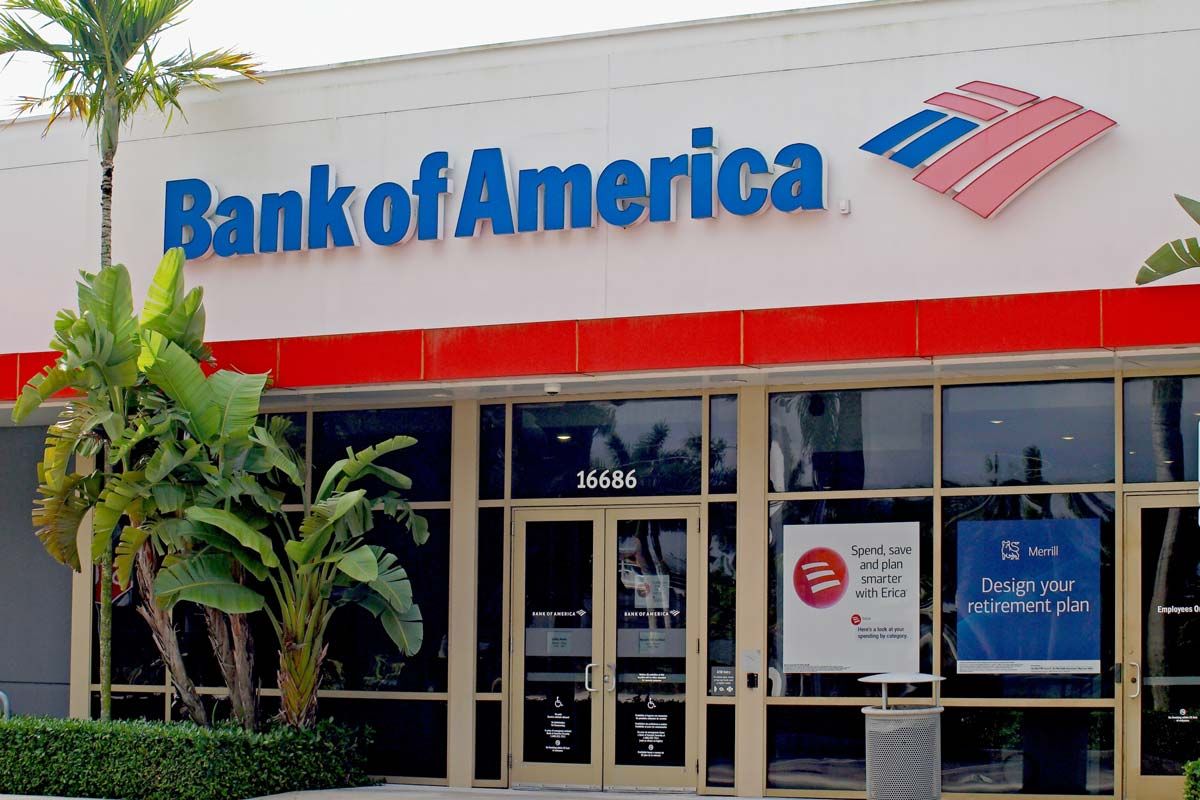 Exterior of a Bank of America location, representing Bank of America wire transfer fee class action lawsuit.