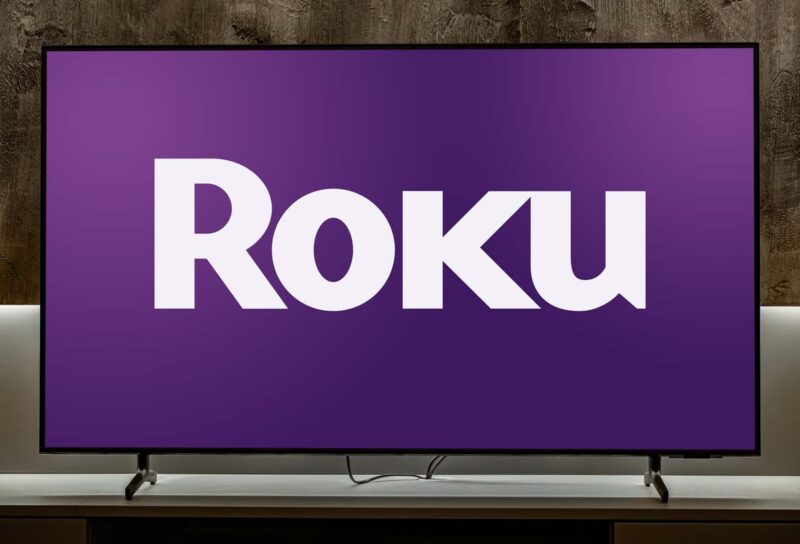 Roku logo displayed on a television, representing the Roku data breach.