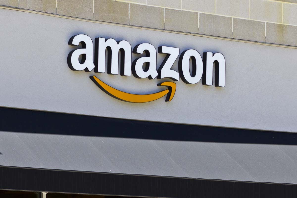 Close up of Amazon signage, representing the Amazon AI lawsuit.