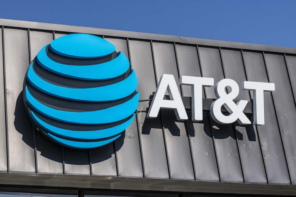 Close up of AT&T signage, representing the AT&T data breach class actions.