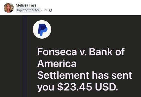 BankofAmericaFloridaDebtCollectionFB24-15-24 checks in the mail
