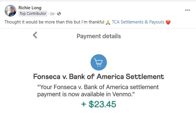 BankofAmericaFloridaDebtCollectionFB4-15-24 checks in the mail