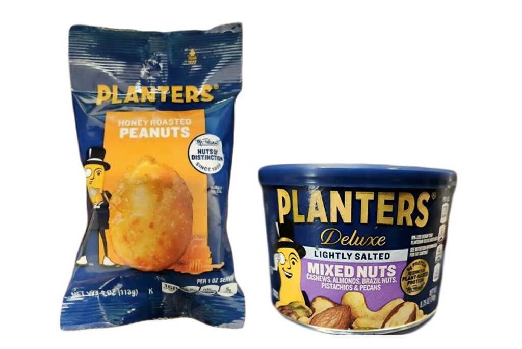 Product photos of recalled nuts by Planters, representing the Planters nuts recall.