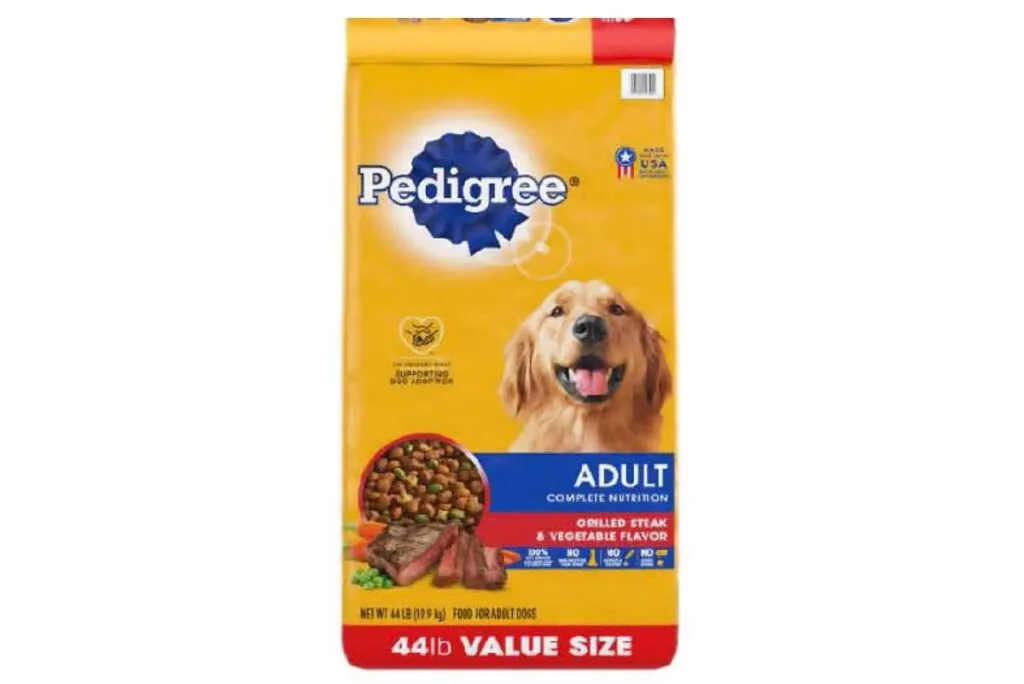 Product photo of recalled Pedigree dog food, representing the Pedigree dog food recall.