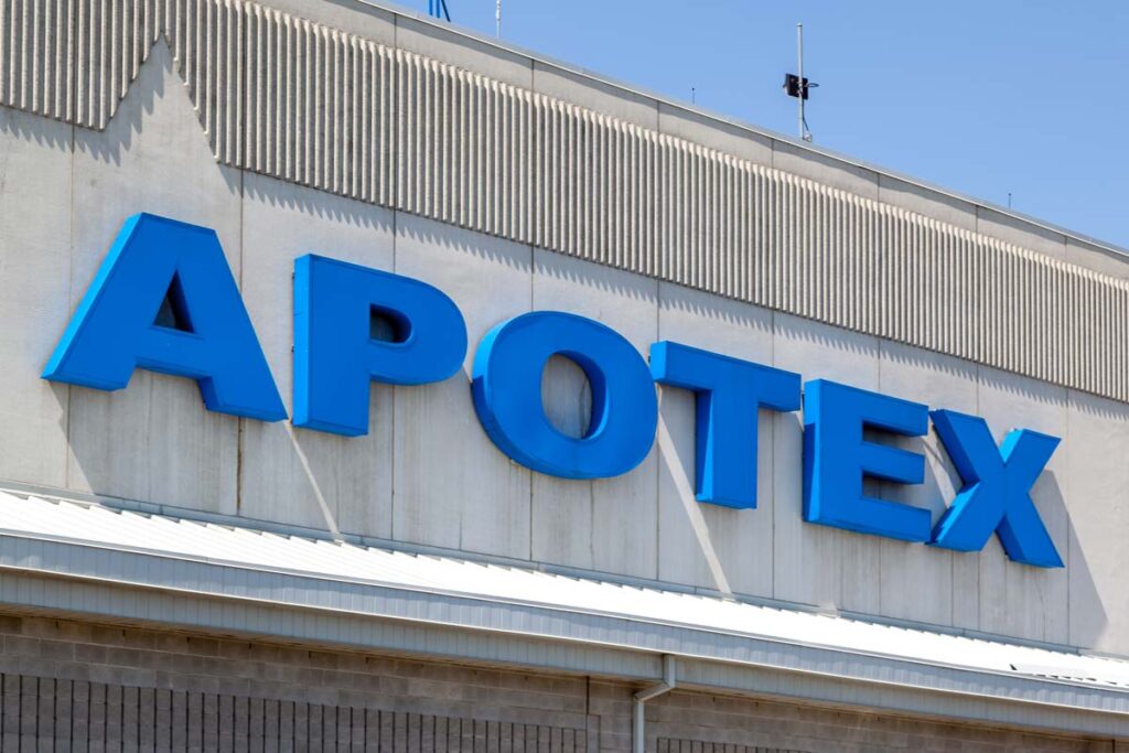 Close up of Apotex signage, representing the Apotex price-fixing settlement.
