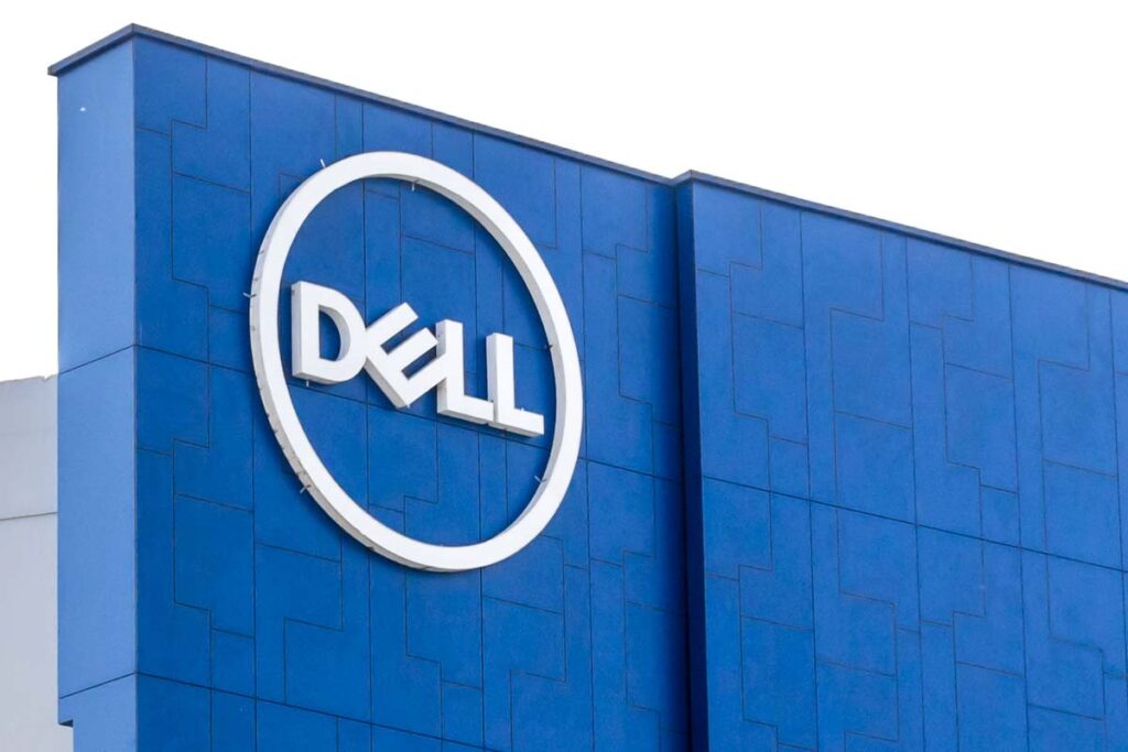 Dell signage on exterior of a blue building, representing the Dell data breach class action.