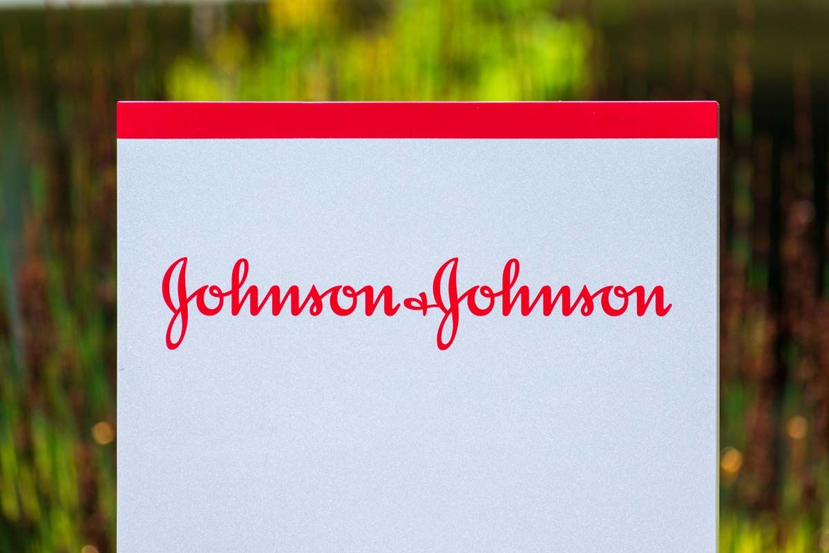 Close up of Johnson & Johnson signage, representing the J&J talc cancer deal.