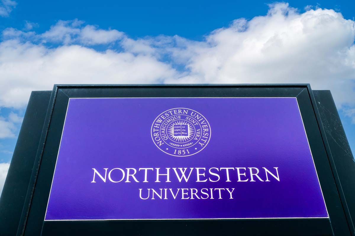 Close up of Northwestern University signage, representing the Northwestern University class action.