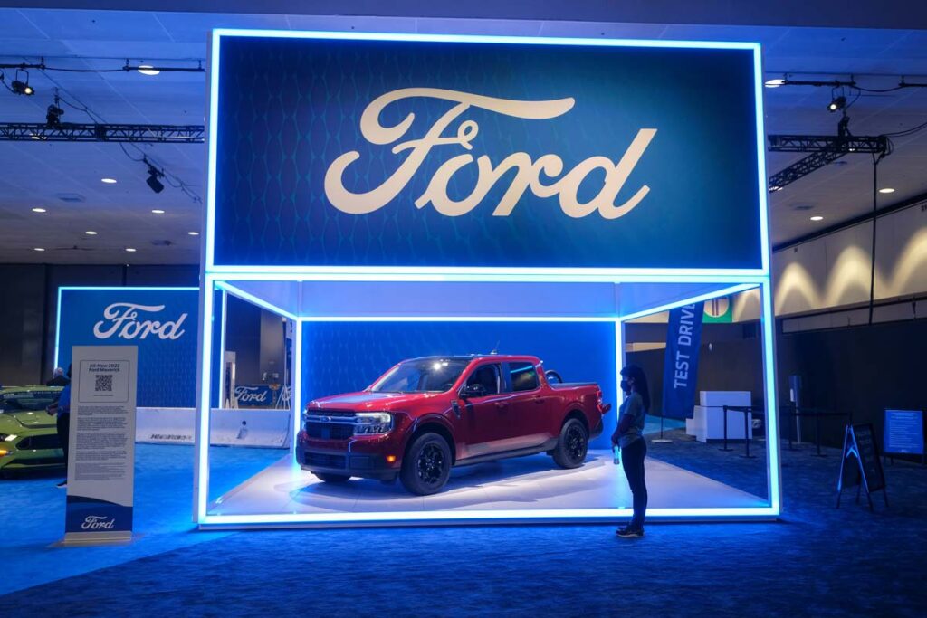 A 2022 Ford Maverick on display at a car show, representing the Ford Maverick recall .