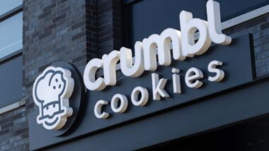 Close up of Crumbl Cookies signage, representing the Crumbl class action.