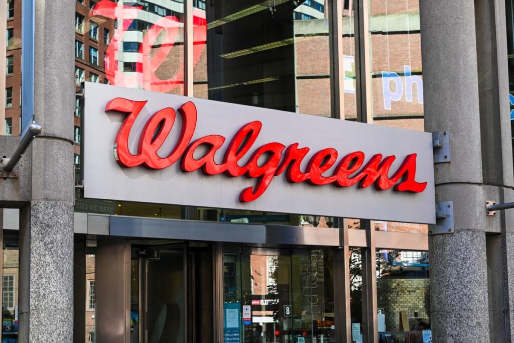 Close up of Walgreens signage, representing the Walgreens settlement.
