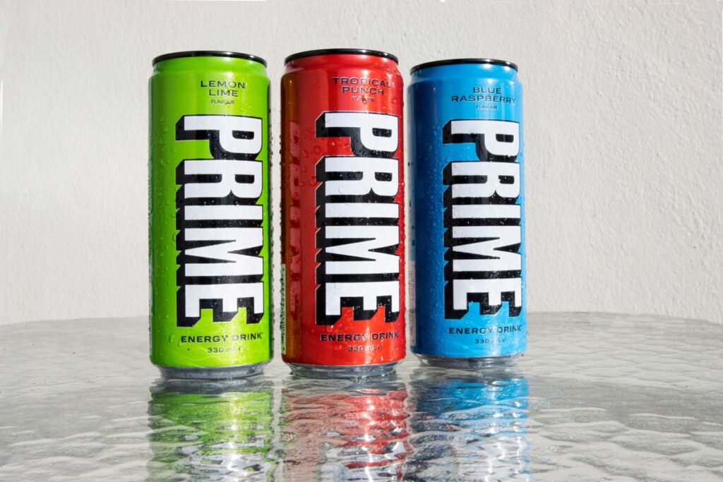 Prime drinks on a counter, representing the Prime Hydration class action.