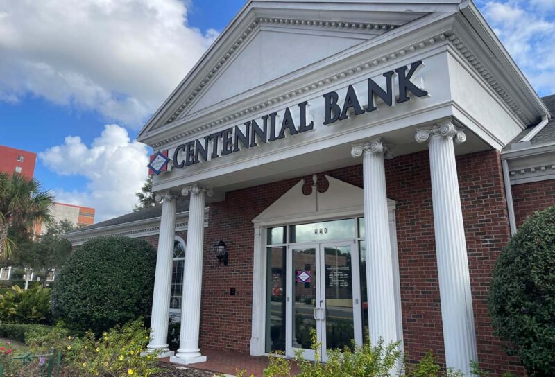Exterior of a Centennial Bank location, representing the Centennial Bank class actions.