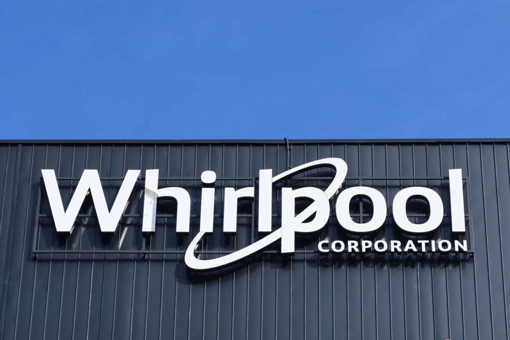 Close up of Whirlpool signage, representing the Whirlpool class action.