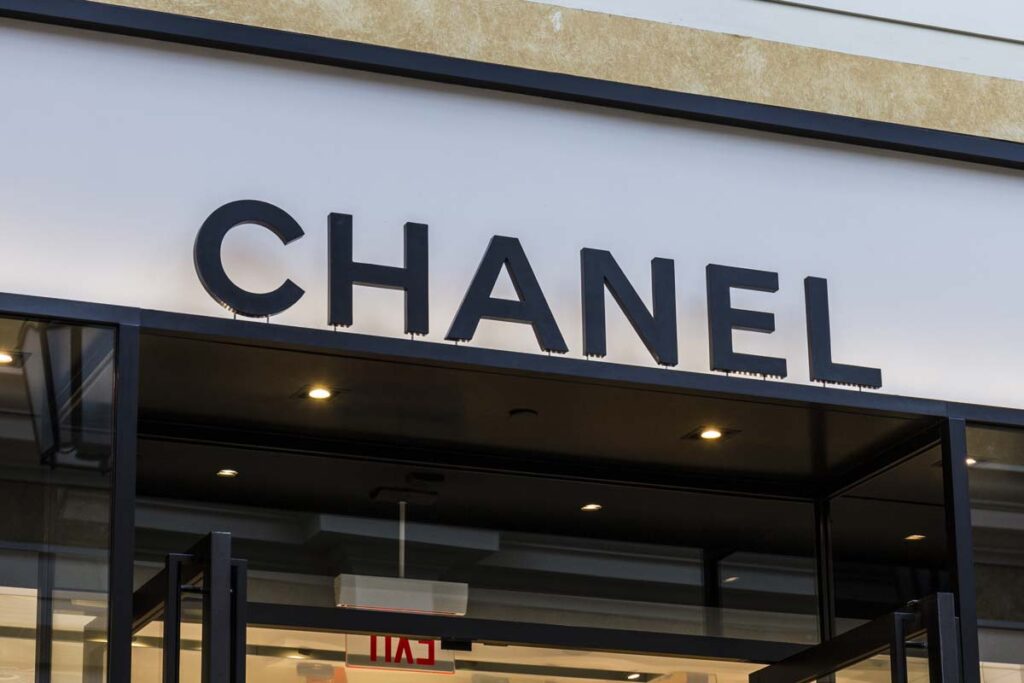 Close up of Chanel signage, representing the Chanel class action.