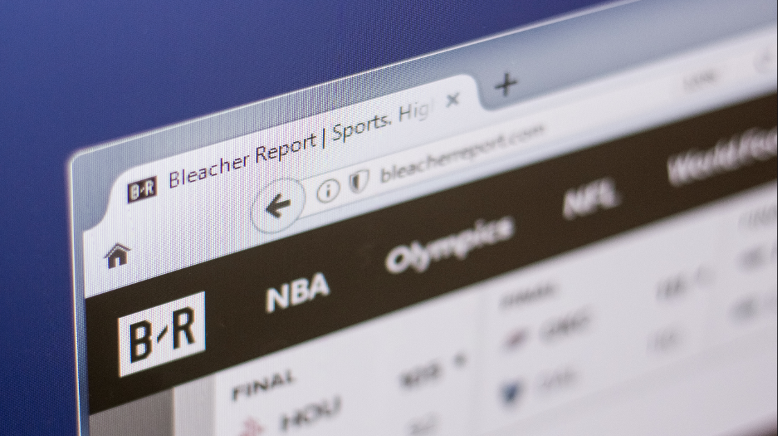 Homepage of Bleacher Report website on a display of PC, web url - bleacherreport.com.