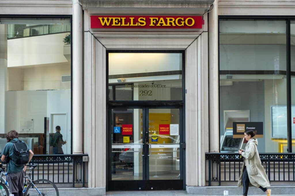 Exterior of a Wells Fargo location, representing the Wells Fargo class action.