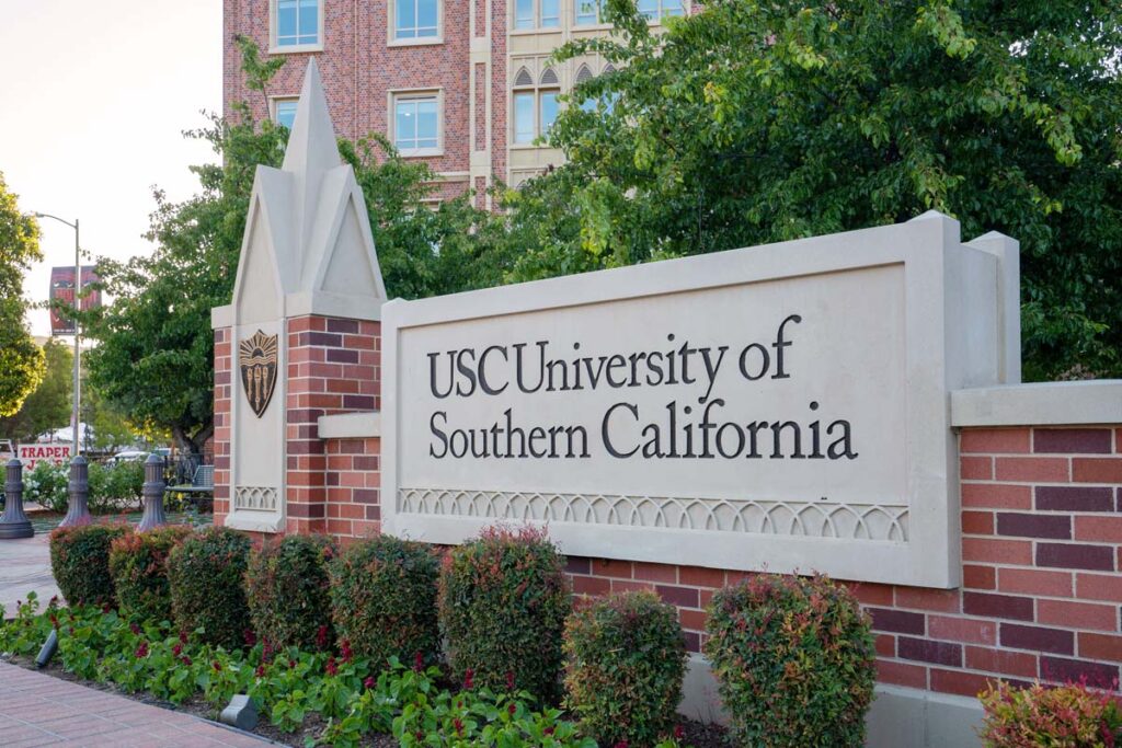 University of Southern California (USC) signage on campus representing the USC class action lawsuit.