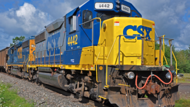 CSX train on tracks.