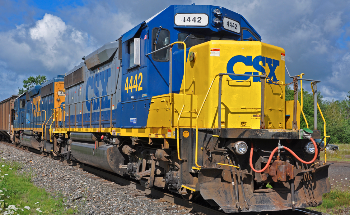 CSX train on tracks.