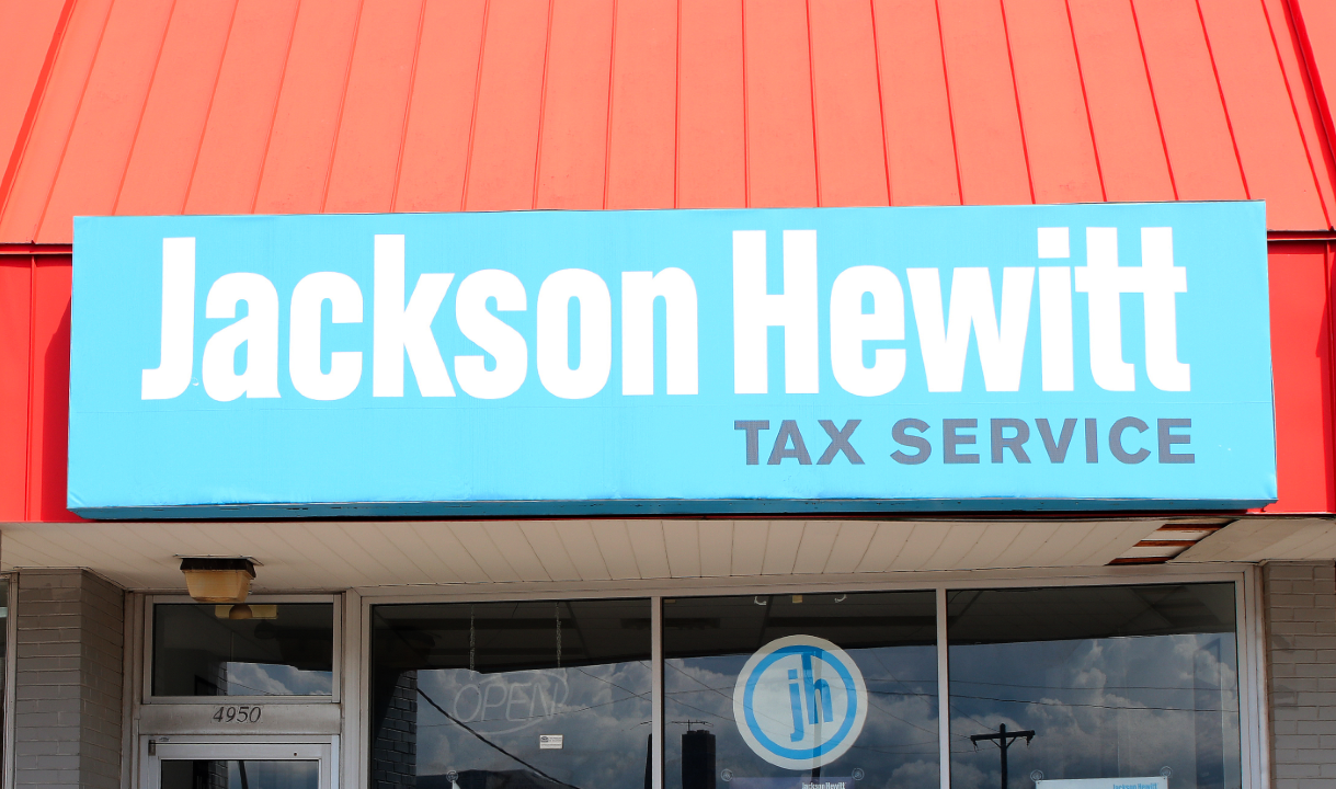 Jackson Hewitt signage on store front.