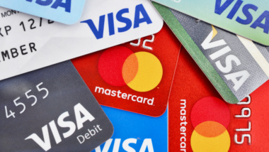 VISA's and mastercard's in loose pile.