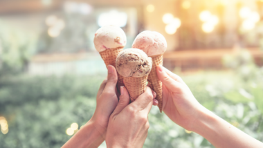 cheering with ice-cream cones