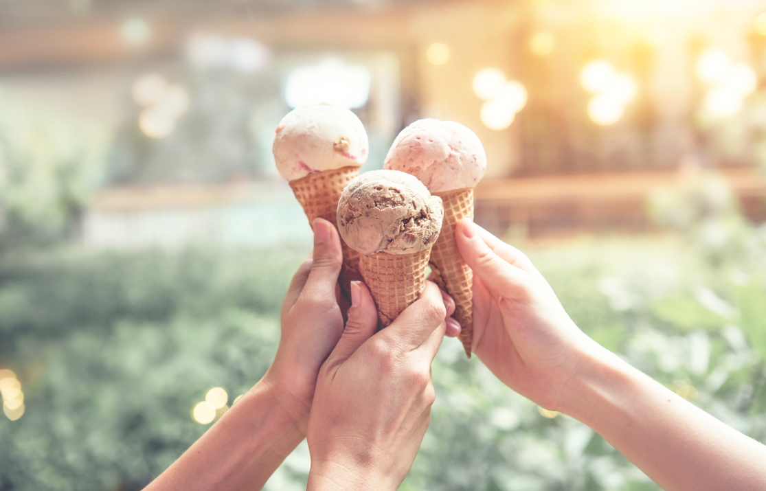 cheering with ice-cream cones