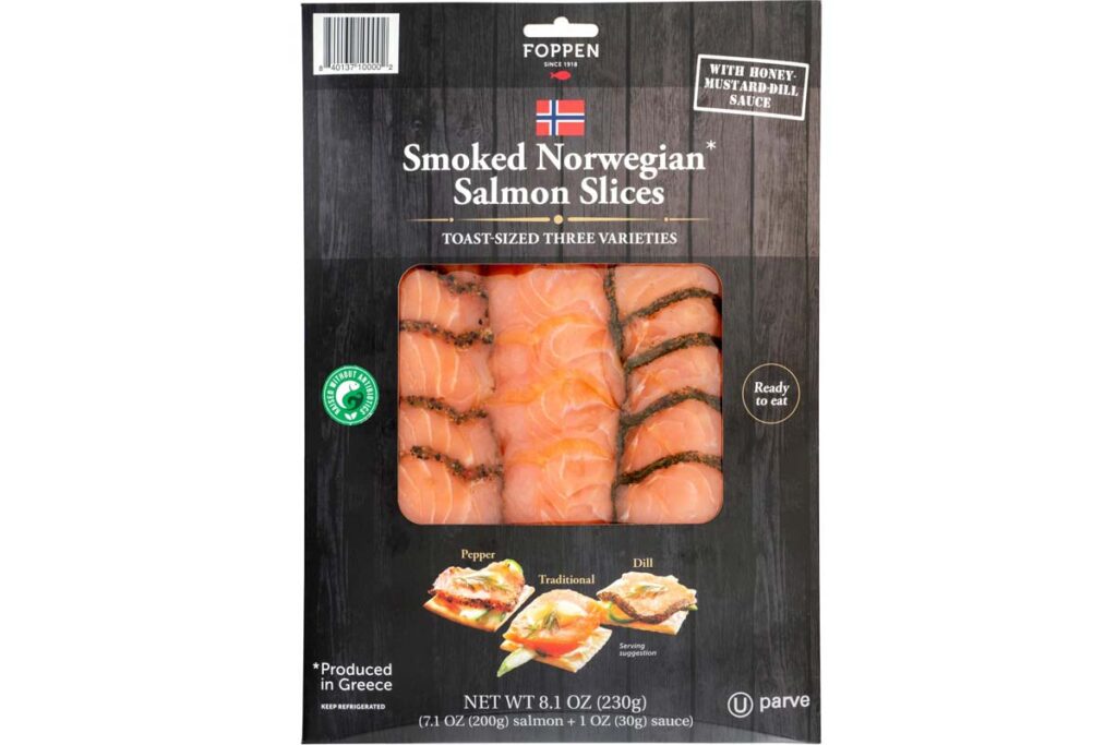 Product photo of recalled salmon slices sold at Kroger, representing the salmon slices recall.
