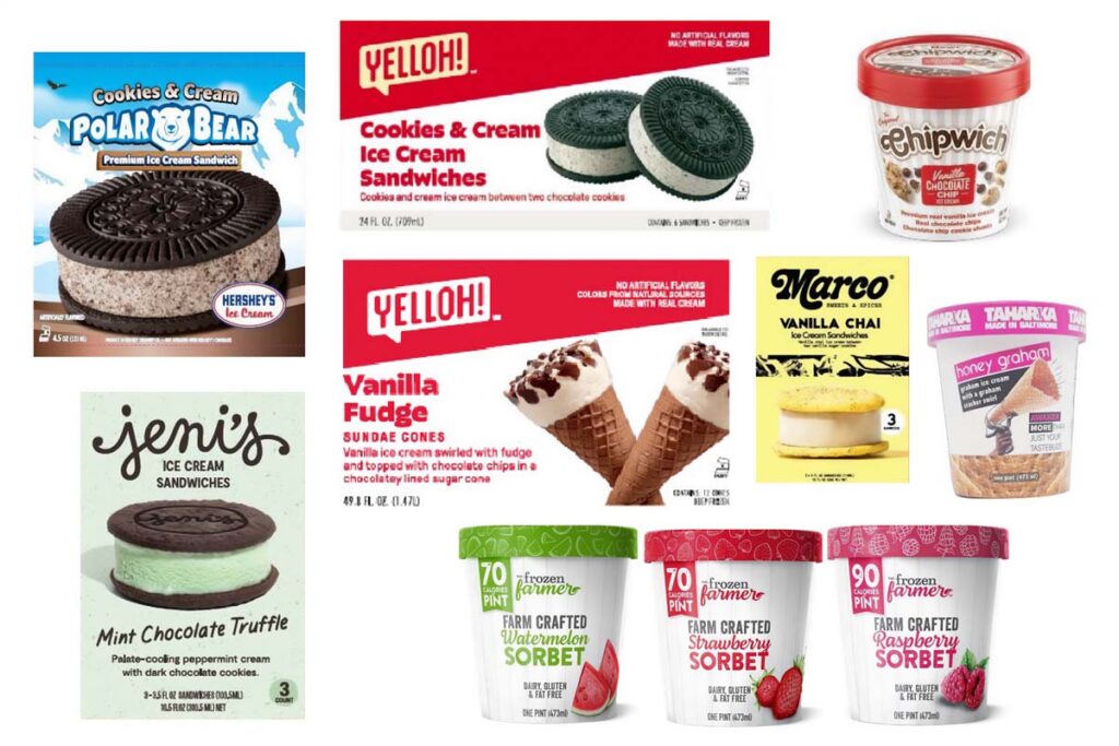 Product photo of some of the recalled ice cream items, representing the ice cream recall.