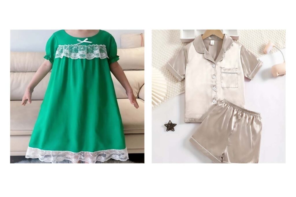 Product photo of two of the recalled nightgowns sold on Temu, representing the children's pajamas recall.