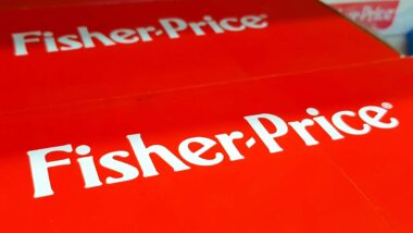 Close up of Fisher-Price logo, representing Fisher-Price Rock 'n Play Sleeper settlement.