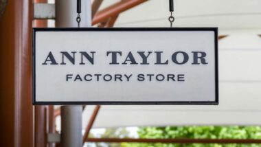 Close up of Ann Taylor Factory Store signage, representing the Ann Taylor and Loft class action.