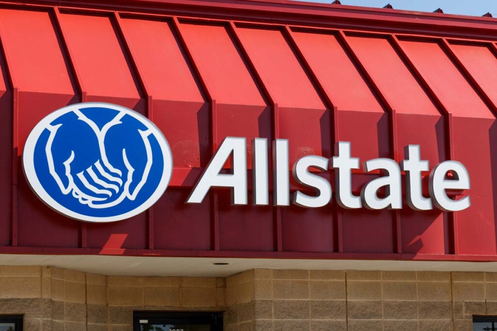 Close up of Allstate signage, representing Allstate payment class action lawsuit.