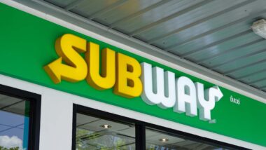 Close up of Subway storefront signage, representing the Subway class action.