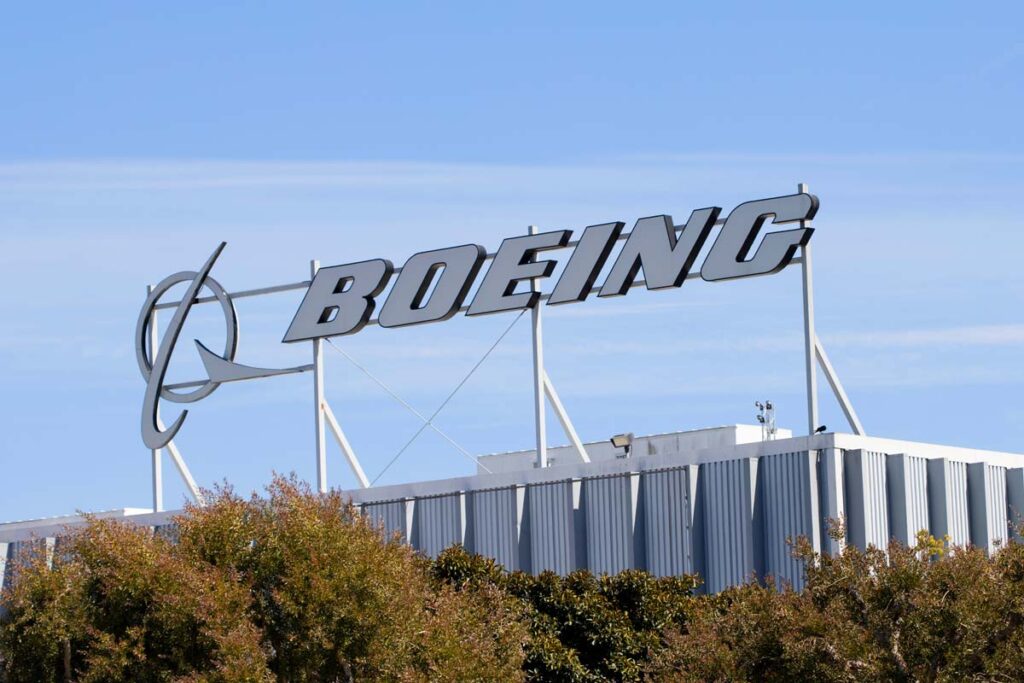 Boeing signage at its corporate campus in El Segundo, California, representing the Boeing sanctions.