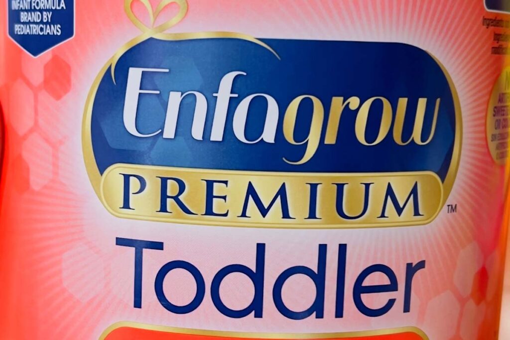 Close-up of the Enfagrow logo on product packaging, depicting the Enfagrow class action lawsuit.