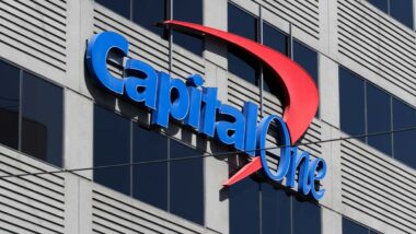 Close up of Capital One signage on the side of a building, representing the Capital One class action.