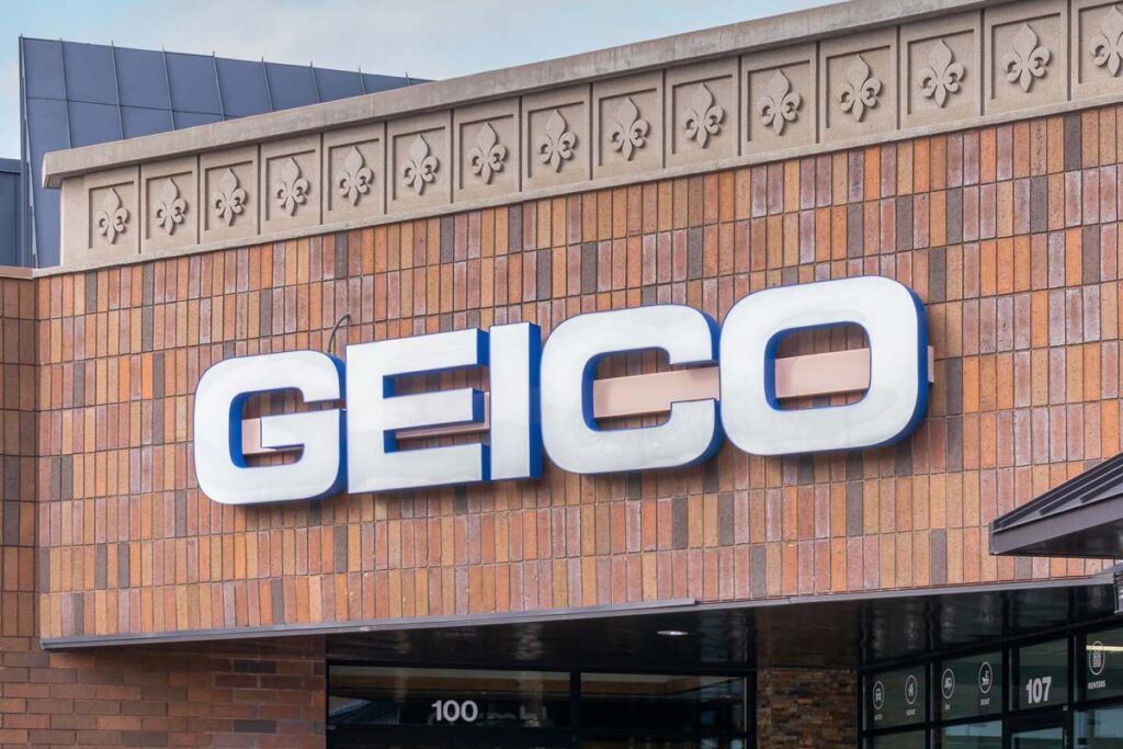 Close up of Geico signage depicting the Geico development.