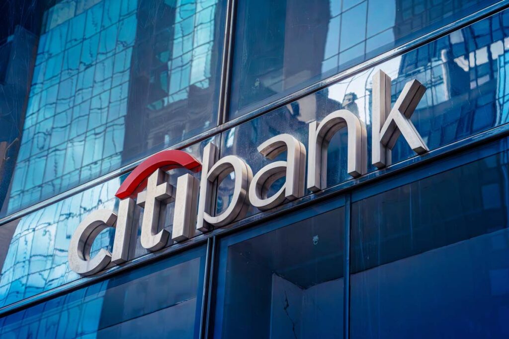 Close up of Citibank signage, representing the Citibank racial bias lawsuit.