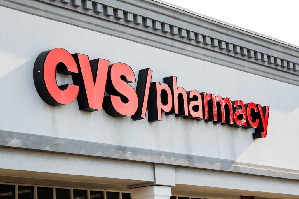 Close-up of CVS store sign depicting CVS class action lawsuit.