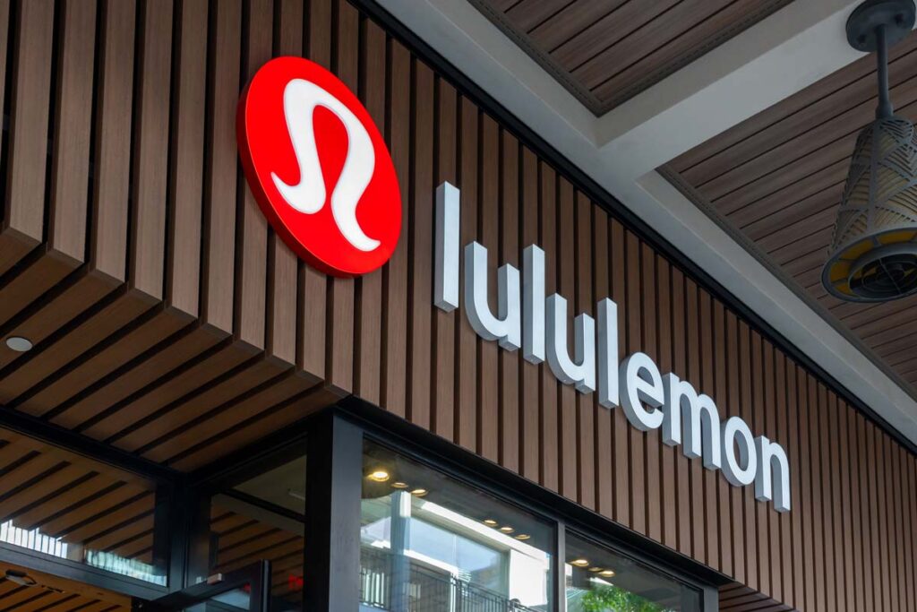 Close up of Lululemon signage, representing the Lululemon class action.