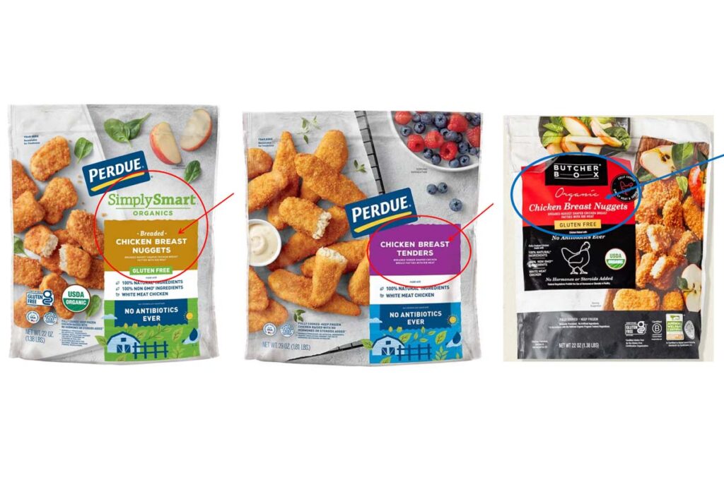 Product photos of recalled chicken, representing the Perdue chicken recall.