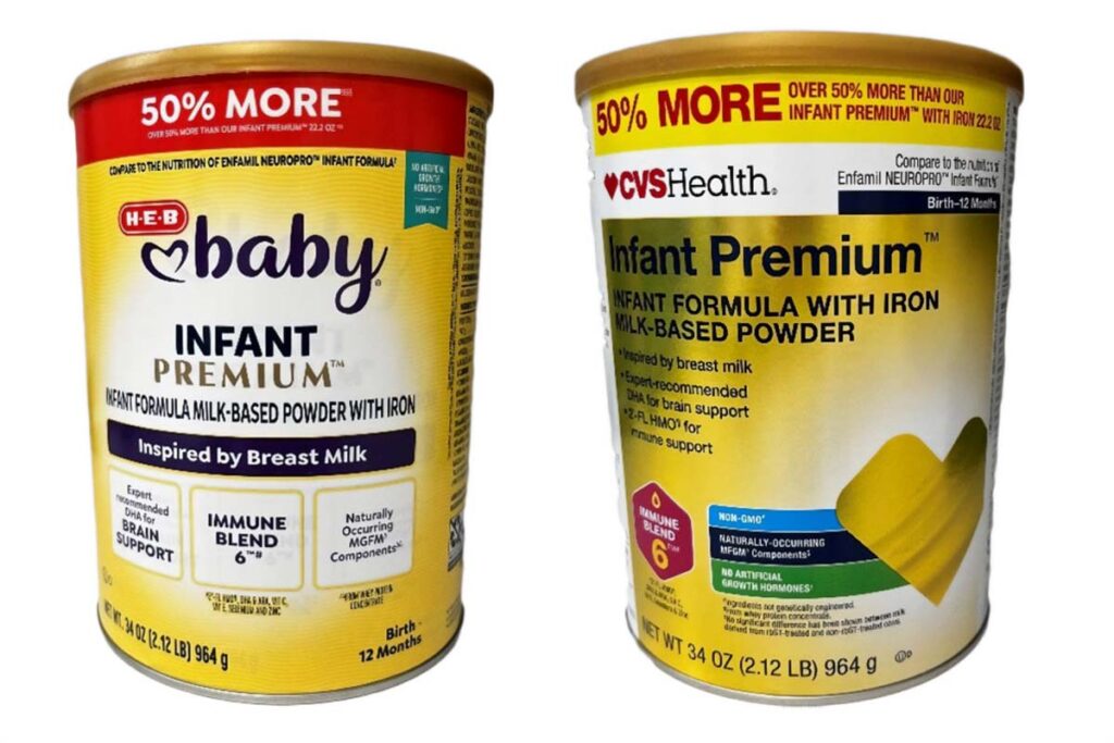 Product photo of recalled baby formulas, representing the infant formula recall.