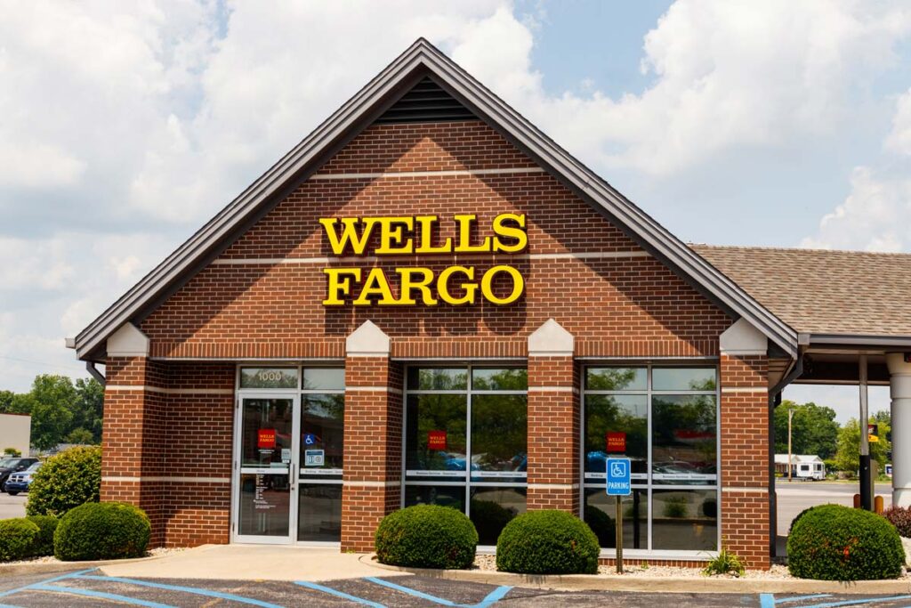 Exterior of a Wells Fargo bank, representing the Wells Fargo class action.