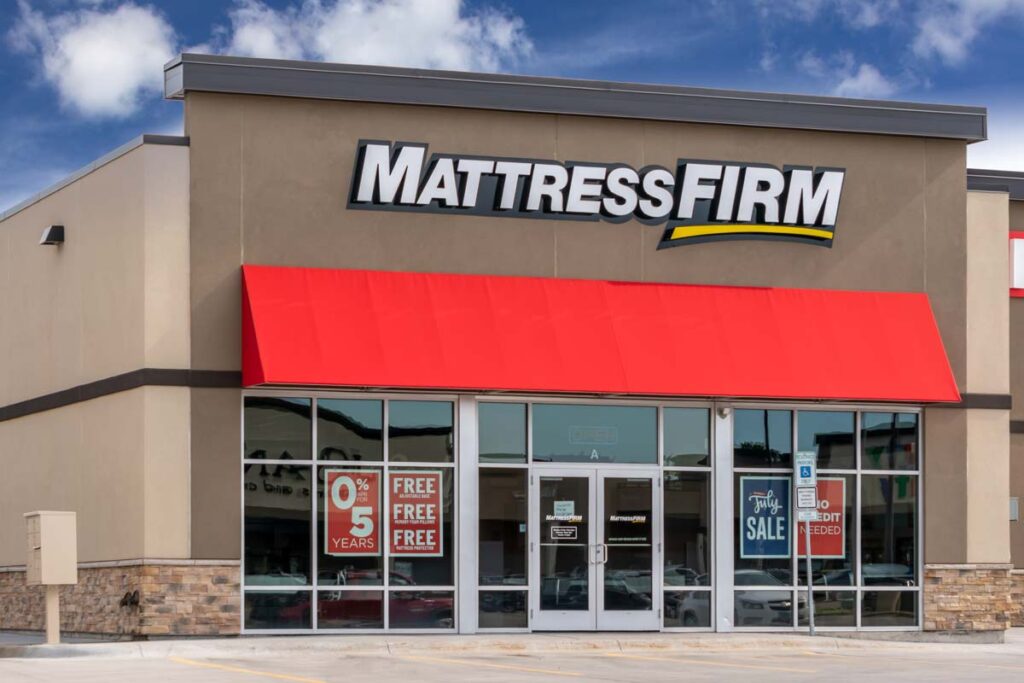 Mattress Firm storefront entrance, representing the Mattress Firm class action.