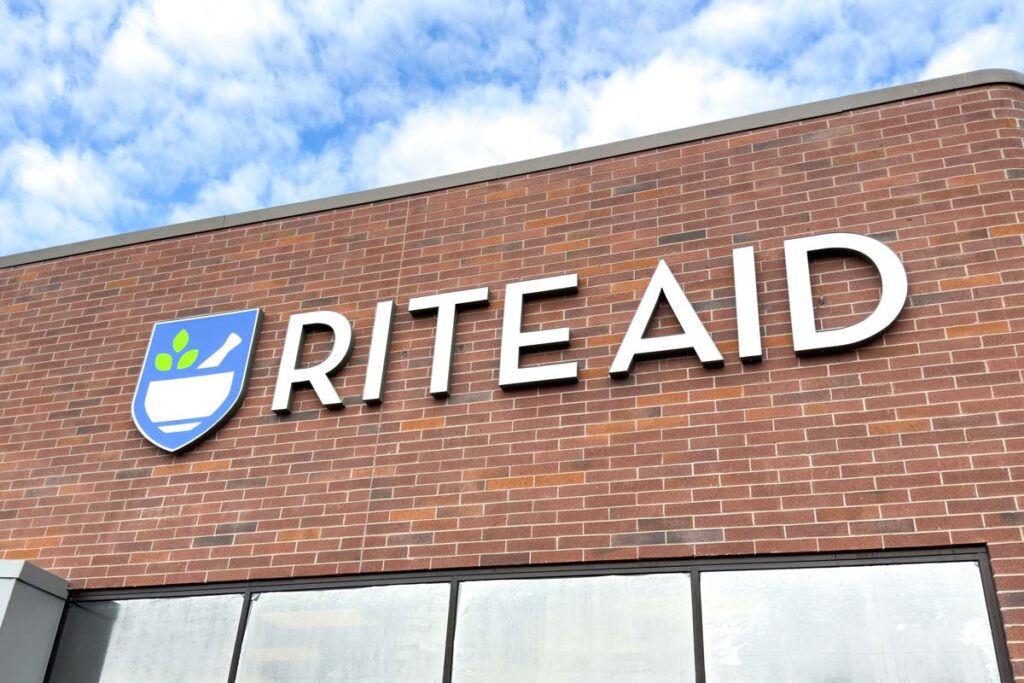 Close up of Rite Aid storefront signage, representing the Rite Aid data breach class action.